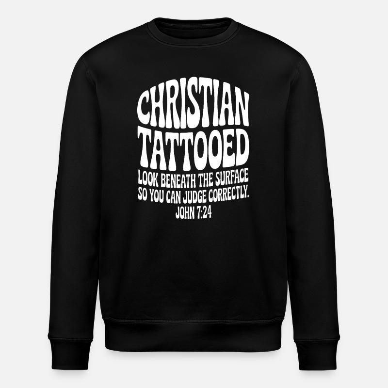 Regard tatoué chrétien en dessous - Sweat bio ROLLER Stanley/Stella Unisexe - noir