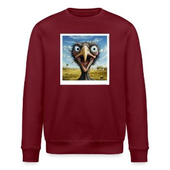 Visage d’autruche bizarre dans la savane - Sweat bio ROLLER Stanley/Stella Unisexe - bordeaux - Devant - Nik (191cm)