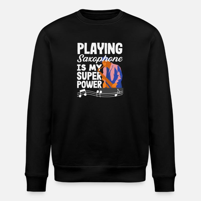 Jazz Saxophon Superpower Saxophonist - Stanley/Stella Unisex Bio-Sweatshirt ROLLER - Schwarz