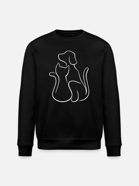 Dog and cat love of animals - Stanley/Stella ROLLER Unisex Organic Sweatshirt - black