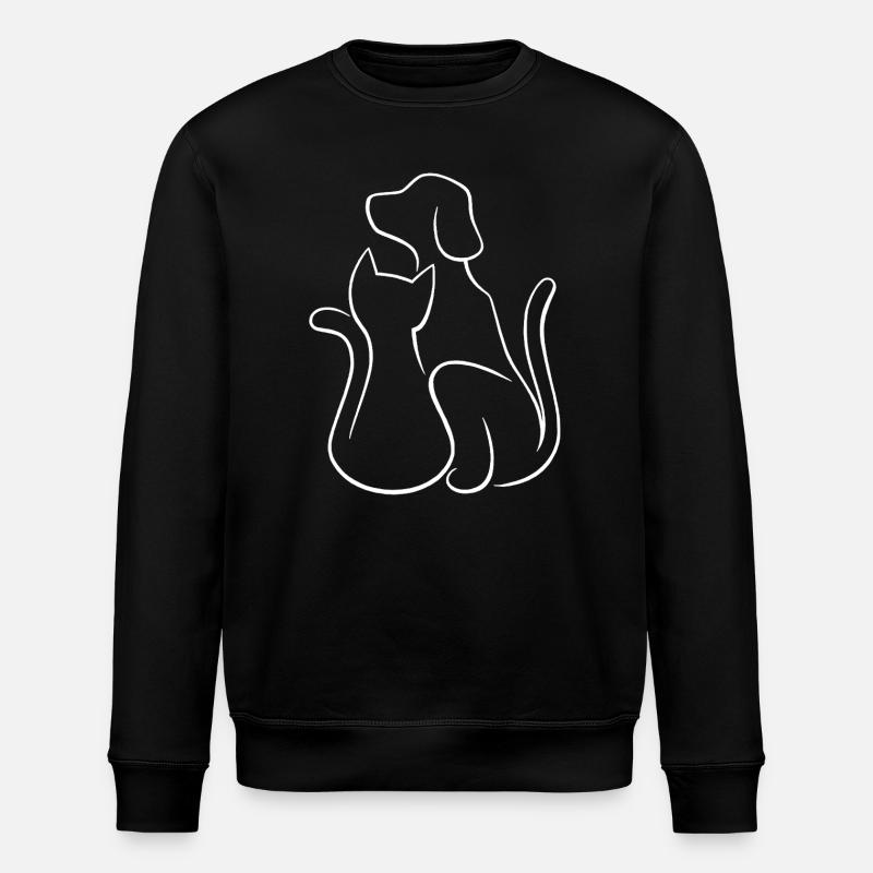 Hund und Katze Tierliebe - Stanley/Stella Unisex Bio-Sweatshirt ROLLER - Schwarz