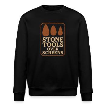 Prehistoric stone tools of Homo - Stanley/Stella ROLLER Unisex Organic Sweatshirt - black - Front - Nik (191cm)