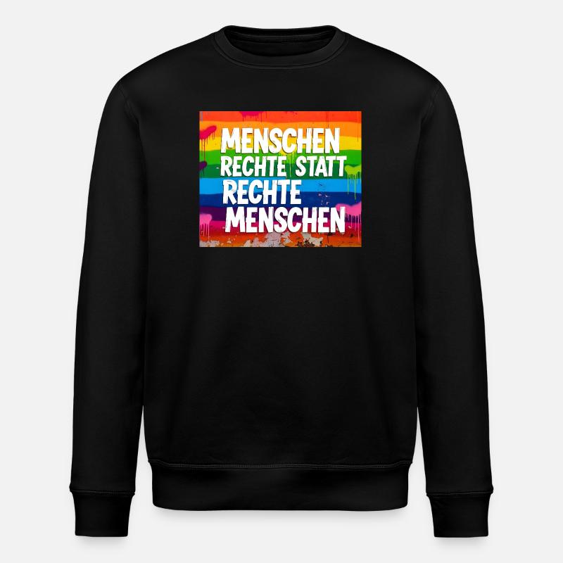 Menschenrechte statt rechte Menschen Statement - Stanley/Stella Unisex Bio-Sweatshirt ROLLER - Schwarz