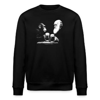Chimpanzé et Darwin buvant de la bière - Sweat bio ROLLER Stanley/Stella Unisexe - noir - Devant - Nik (191cm)