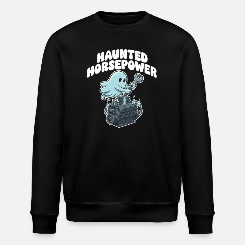 Ghost Engine Haunting Engine Cartoon - Stanley/Stella ROLLER Unisex Organic Sweatshirt - black