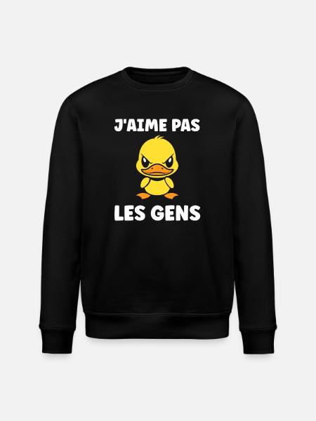 I don't like people Cartoon Duck - Stanley/Stella ROLLER Unisex Organic Sweatshirt - black
