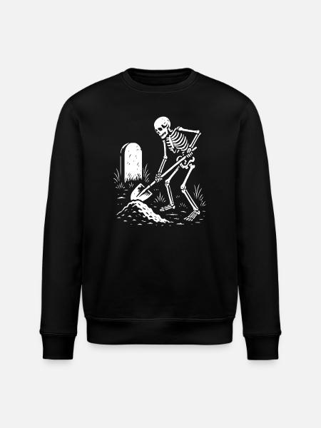 Skeleton Digging in Graveyard - Stanley/Stella ROLLER Unisex Organic Sweatshirt - black