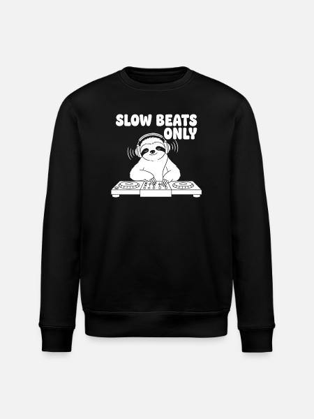 Slow Beats Sloth DJ - Stanley/Stella ROLLER Unisex Organic Sweatshirt - black