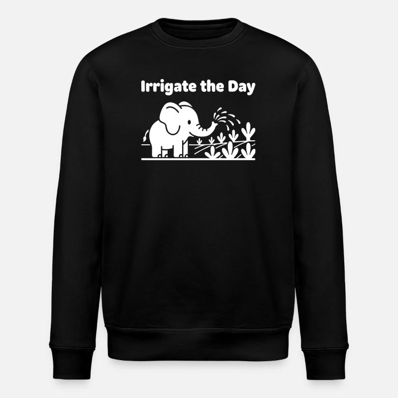 Irrigate the Day: Elephant Watering - Stanley/Stella ROLLER Unisex Organic Sweatshirt - black
