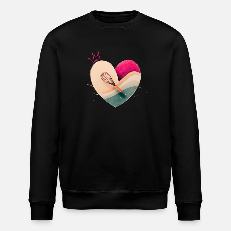 Herz mit Krone - Backen - Stanley/Stella Unisex Bio-Sweatshirt ROLLER - Schwarz