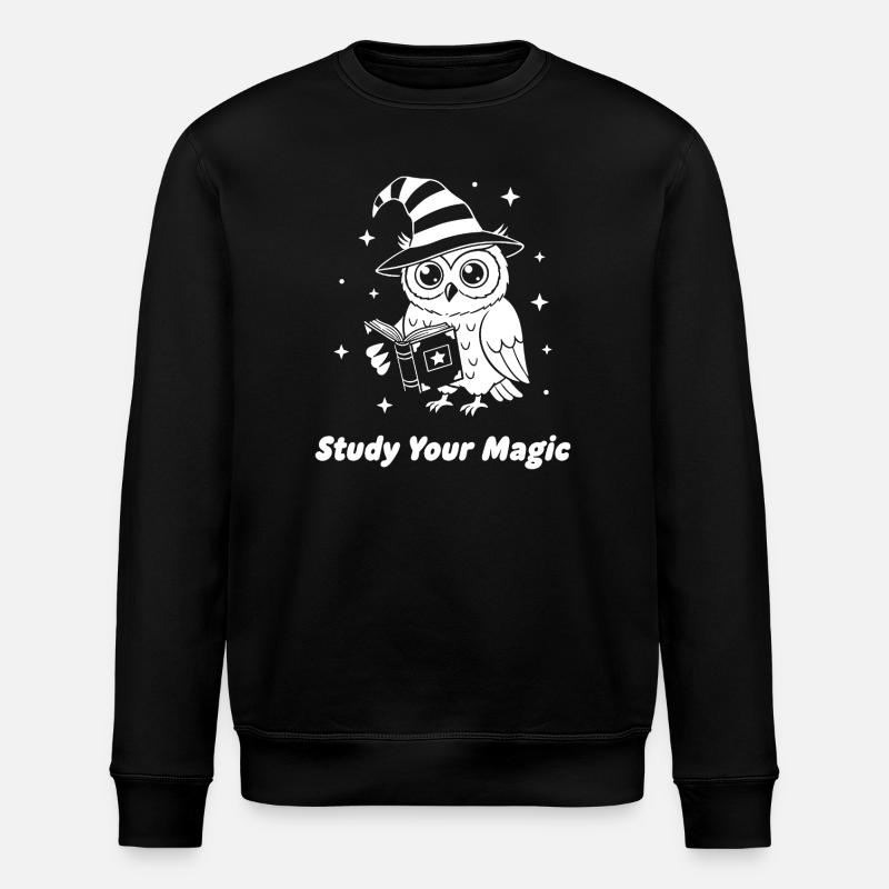 Magic owl learns magic - Stanley/Stella ROLLER Unisex Organic Sweatshirt - black