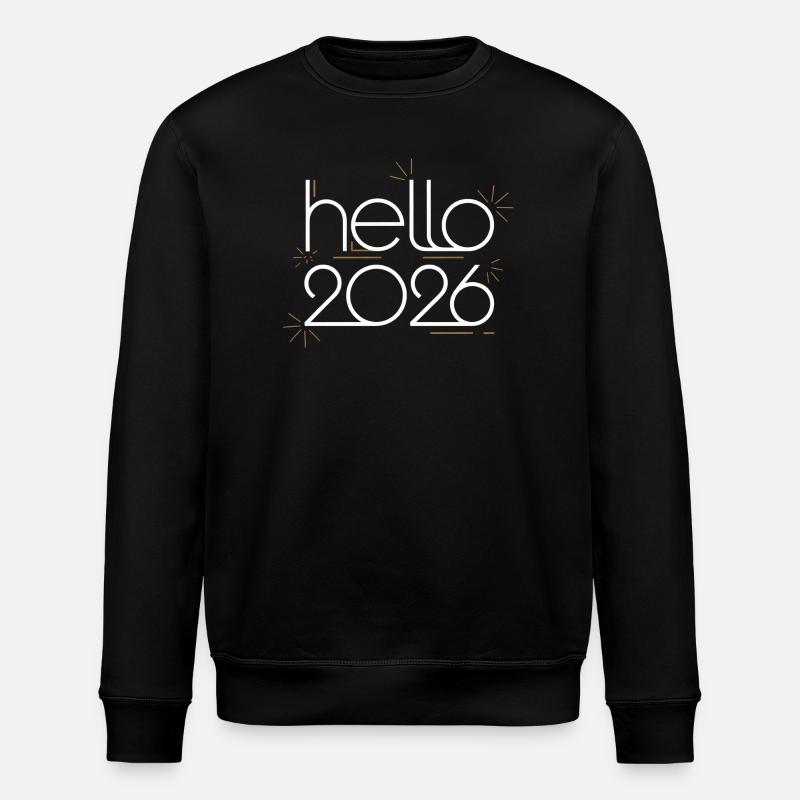 Hello 2026 Neon Fireworks - Stanley/Stella ROLLER Unisex Organic Sweatshirt - black