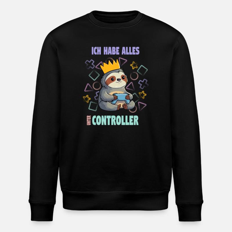 controller faultier zocken gamen - Stanley/Stella Unisex Bio-Sweatshirt ROLLER - Schwarz