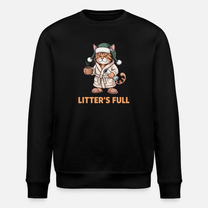 Cozy Cat Litter's Full Mug Print - Stanley/Stella ROLLER Unisex Organic Sweatshirt - black