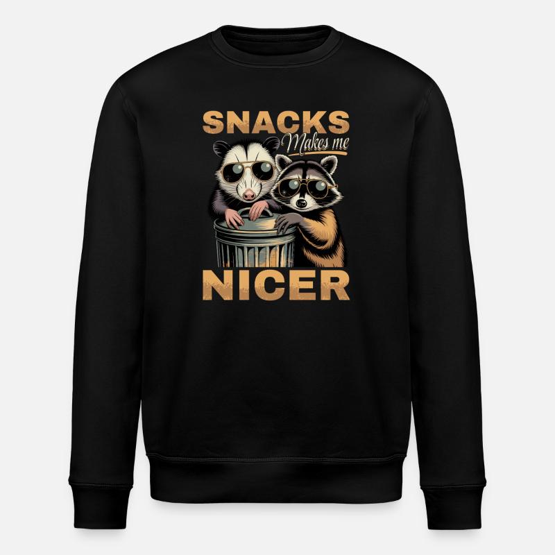 Funny Opossum and Raccoon - Stanley/Stella ROLLER Unisex Organic Sweatshirt - black