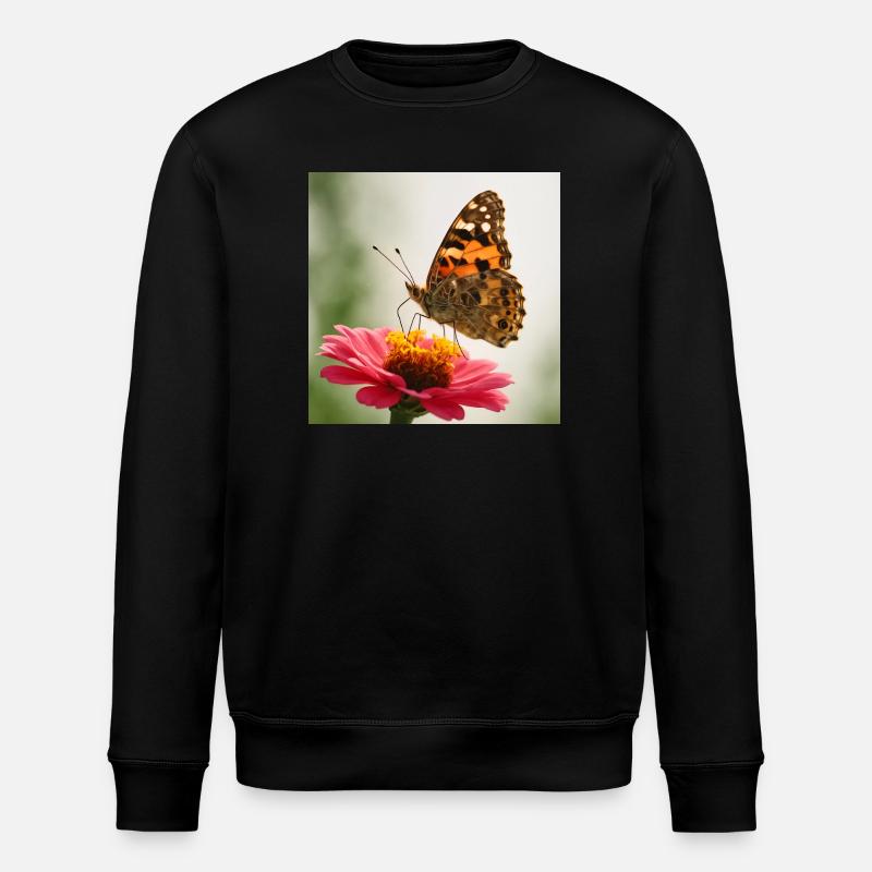 Papillon sur fleur rose - Sweat bio ROLLER Stanley/Stella Unisexe - noir