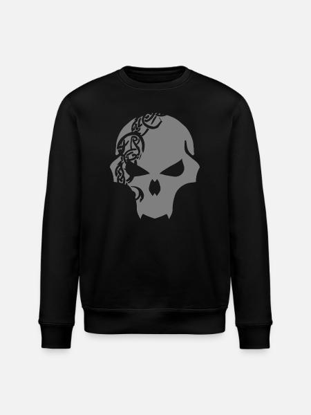 Gothic Skull with Celtic Tribal - Stanley/Stella ROLLER Unisex Organic Sweatshirt - black