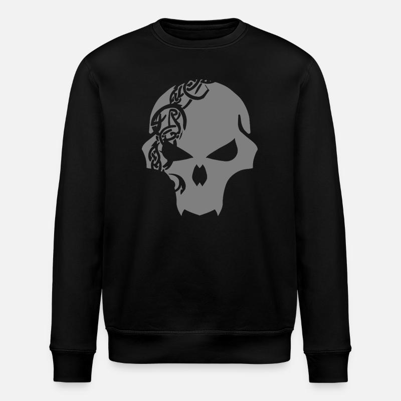 Gothic Skull with Celtic Tribal - Stanley/Stella ROLLER Unisex Organic Sweatshirt - black