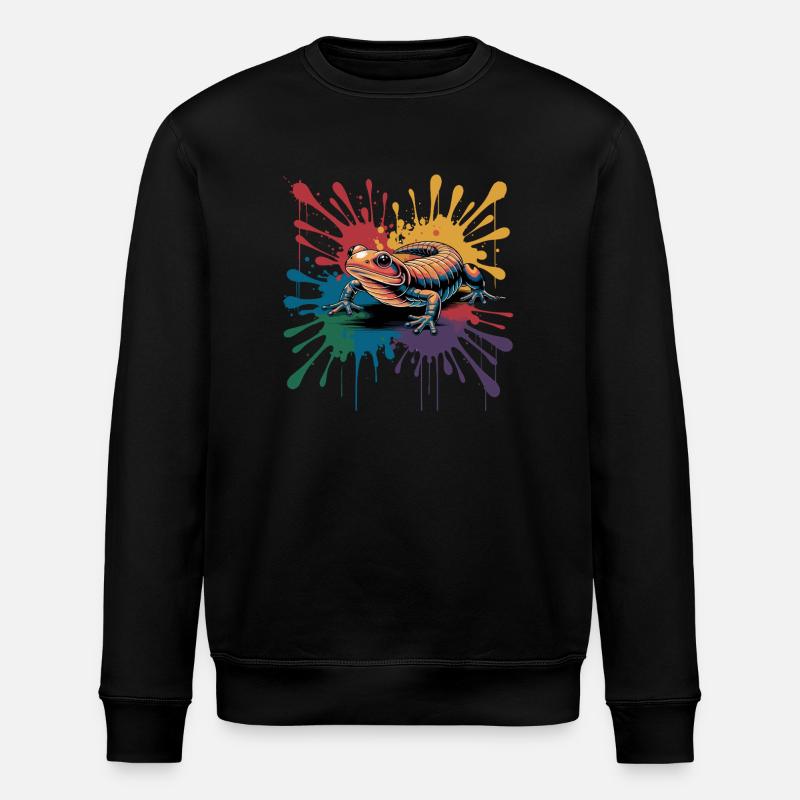  Bunter Salamander Mit Farbklecks Splash Für - Stanley/Stella Unisex Bio-Sweatshirt ROLLER - Schwarz