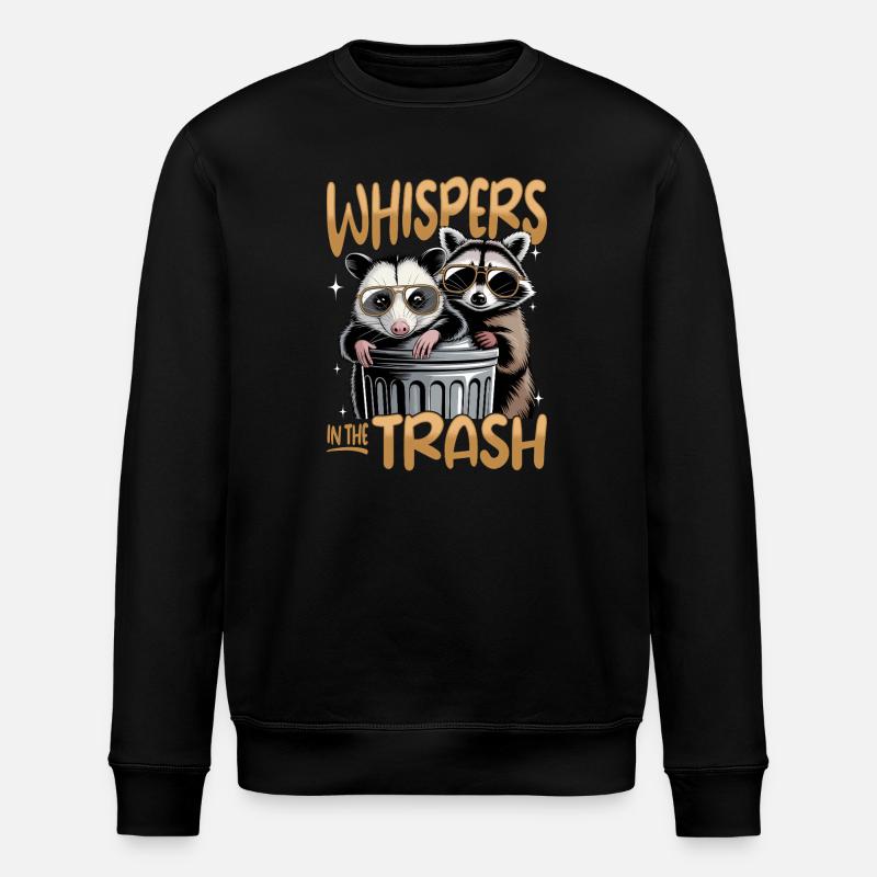 Funny Opossum and Raccoon - Stanley/Stella ROLLER Unisex Organic Sweatshirt - black