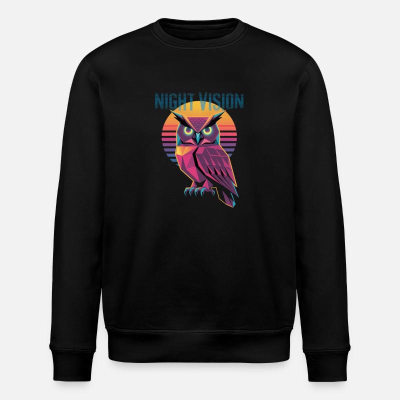 Night Vision Eule Retro Synthwave Sunset - Stanley/Stella Unisex Bio-Sweatshirt ROLLER - Schwarz