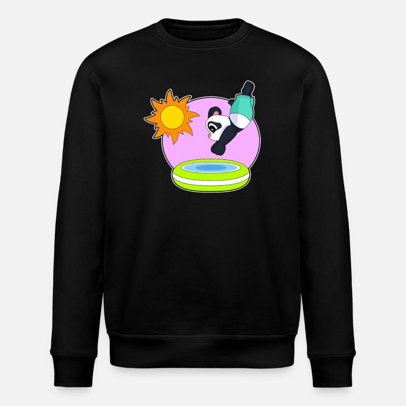 Panda Swimming Pool Summer - Stanley/Stella ROLLER Unisex Organic Sweatshirt - black