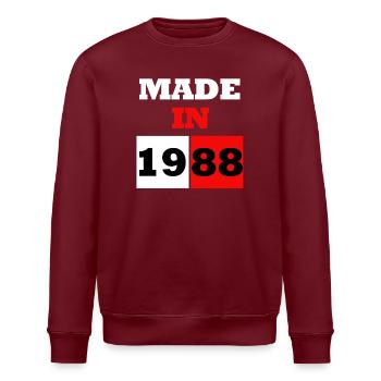 Made In 1988 Anniversary - Stanley/Stella ROLLER Unisex Organic Sweatshirt - burgundy - Front - Nik (191cm)