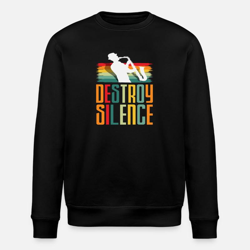 Saxophoniste rétro Destroy Silence - Sweat bio ROLLER Stanley/Stella Unisexe - noir