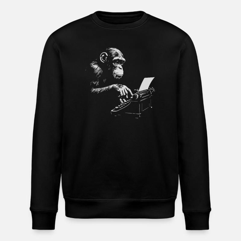 Chimp Typist Imprimé rétro - Sweat bio ROLLER Stanley/Stella Unisexe - noir