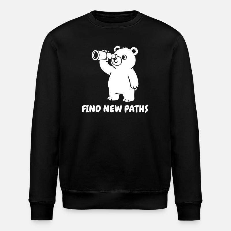 Bär mit Teleskop – Neue Pfade - Stanley/Stella Unisex Bio-Sweatshirt ROLLER - Schwarz