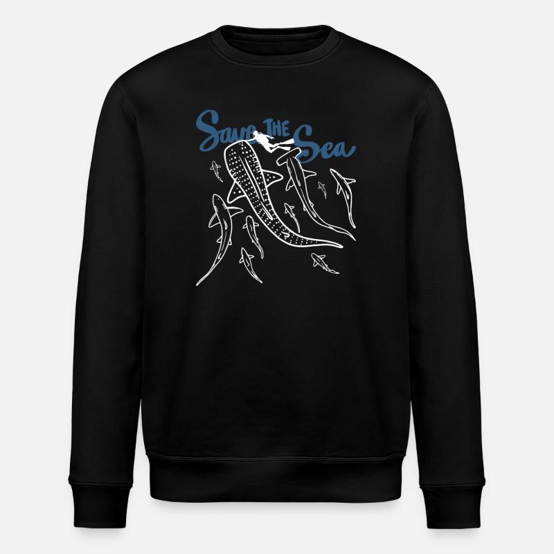 Save The  Sea Ocean Lifeline - Stanley/Stella ROLLER Unisex Organic Sweatshirt - black