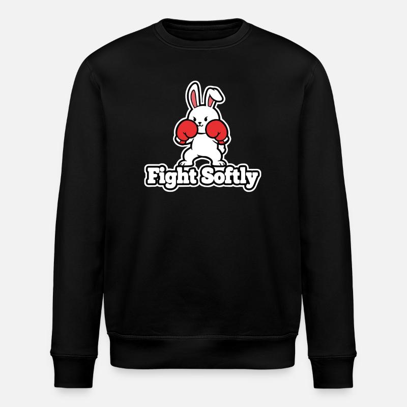 Kuschelbunny Boxkampf-Design Fight Softly - Stanley/Stella Unisex Bio-Sweatshirt ROLLER - Schwarz