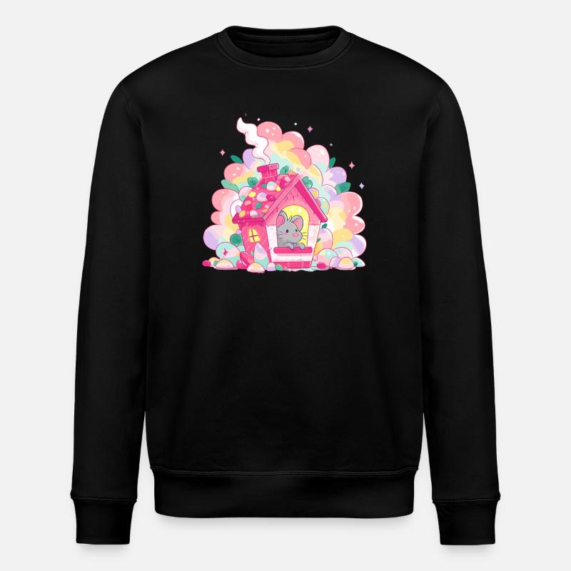 Sugar House with Mouse - Stanley/Stella ROLLER Unisex Organic Sweatshirt - black