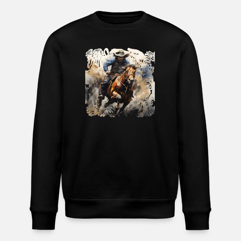 Wildwest Reiter Dynamik-Malstil - Stanley/Stella Unisex Bio-Sweatshirt ROLLER - Schwarz
