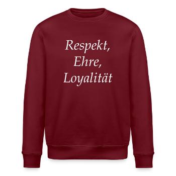 Respect Honor Loyalty Motto - Stanley/Stella ROLLER Unisex Organic Sweatshirt - burgundy - Front - Nik (191cm)
