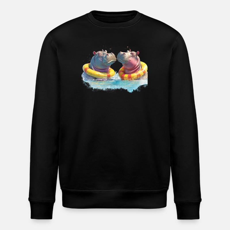 Doppelte Hippo Badespaß - Stanley/Stella Unisex Bio-Sweatshirt ROLLER - Schwarz