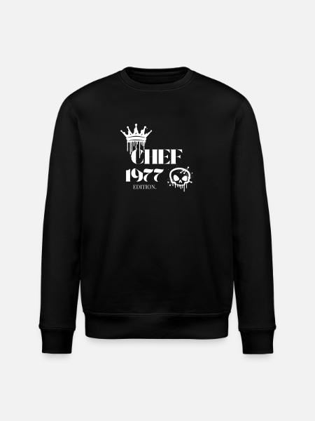 Chef Edition 1977 48 Birthday Saying - Stanley/Stella ROLLER Unisex Organic Sweatshirt - black