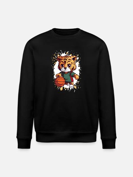 Tiger Basketball Dribbler - Stanley/Stella ROLLER Unisex Organic Sweatshirt - black