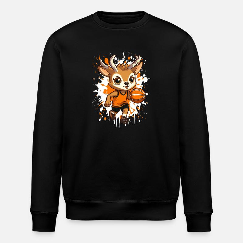 Cerf de basket-ball en sprint - Sweat bio ROLLER Stanley/Stella Unisexe - noir