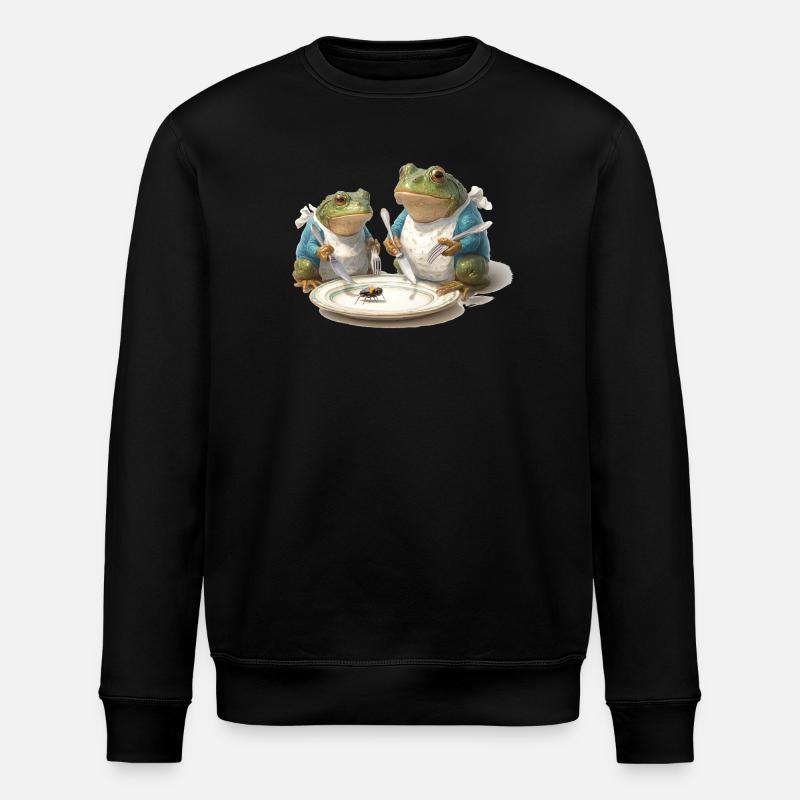 Frog Dinner: Fly on a Plate - Stanley/Stella ROLLER Unisex Organic Sweatshirt - black