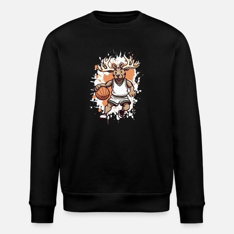 Basketball Hirsch Comic - Stanley/Stella Unisex Bio-Sweatshirt ROLLER - Schwarz