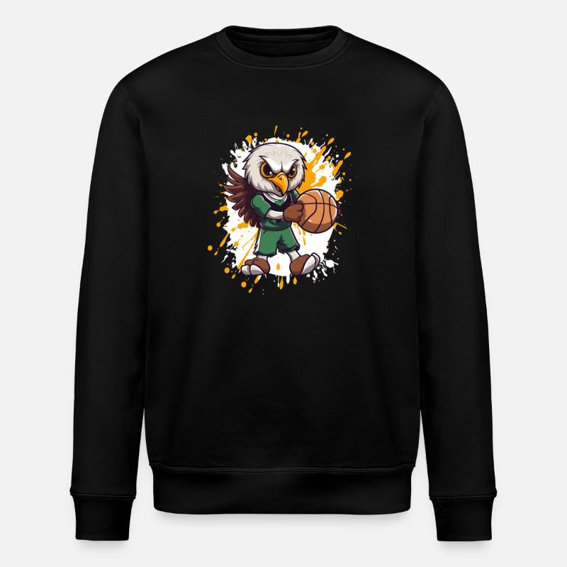 Basketball-Eule im Grünen Trikot - Stanley/Stella Unisex Bio-Sweatshirt ROLLER - Schwarz