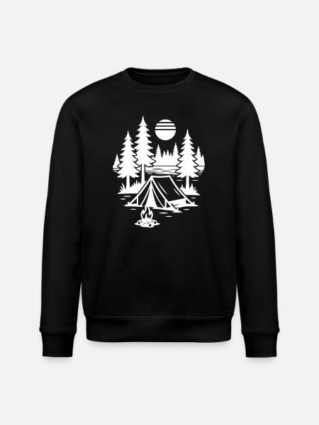 Tent Nature Campfire Camping - Stanley/Stella ROLLER Unisex Organic Sweatshirt - black
