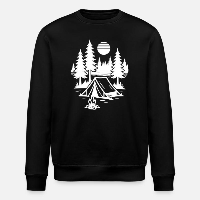 Tent Nature Campfire Camping - Stanley/Stella ROLLER Unisex Organic Sweatshirt - black