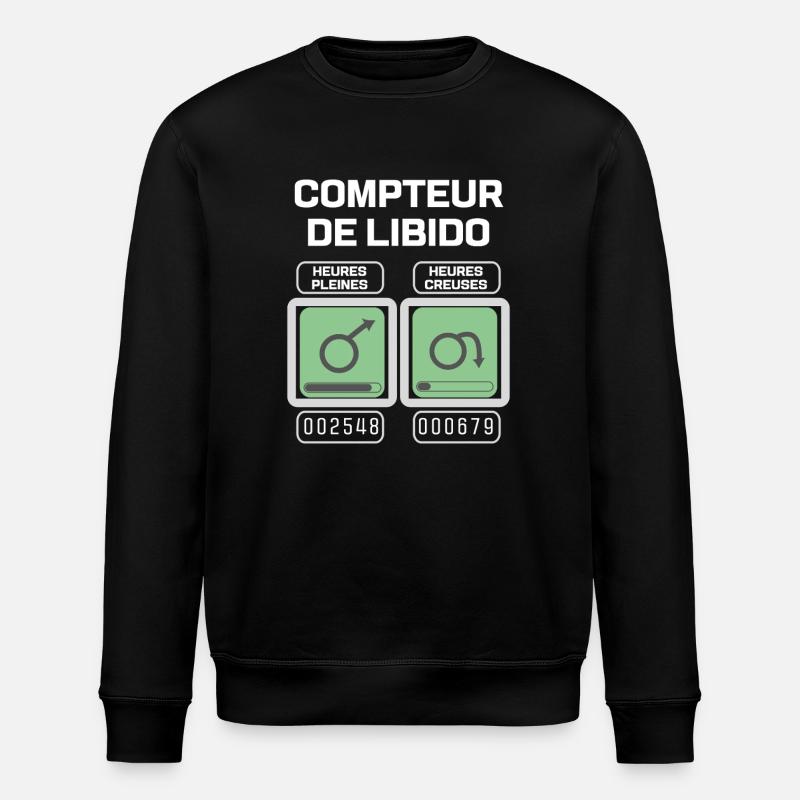 Male Libido Meter - Stanley/Stella ROLLER Unisex Organic Sweatshirt - black