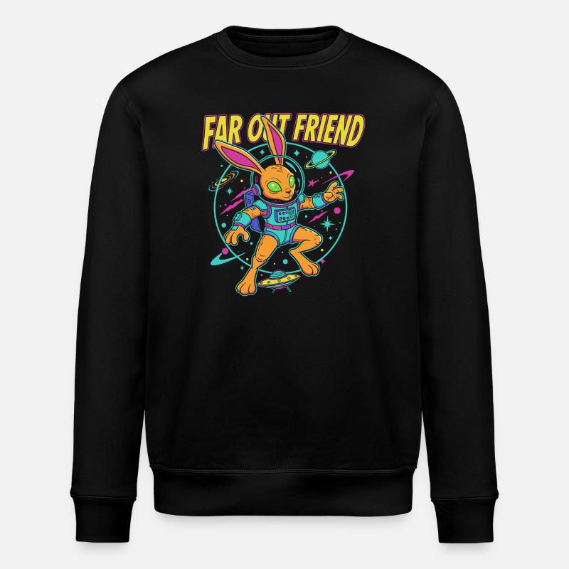 Far Out Bunny Weltraum - Stanley/Stella Unisex Bio-Sweatshirt ROLLER - Schwarz