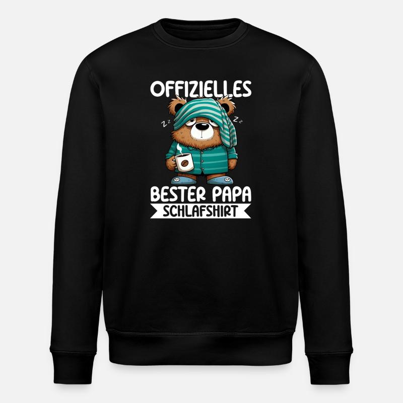 Offizielles Bester Papa Schlafshirt Bär - Stanley/Stella Unisex Bio-Sweatshirt ROLLER - Schwarz