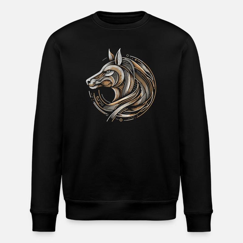 Circular Horse Head Illustration - Stanley/Stella ROLLER Unisex Organic Sweatshirt - black
