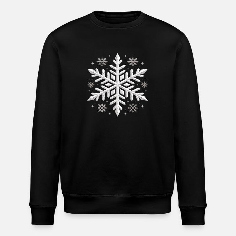 Large Elegant Snowflake Winter - Stanley/Stella ROLLER Unisex Organic Sweatshirt - black