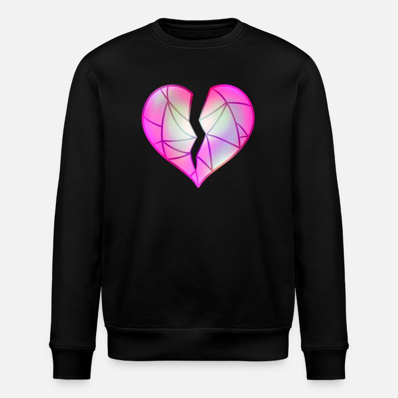 Broken Pink Heart - Stanley/Stella ROLLER Unisex Organic Sweatshirt - black
